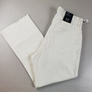 Gap Womens White High Rise Light Wash Ankle Denim Flared Jeans Size 16/33‎